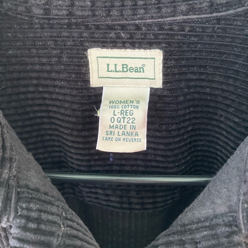 L.L. Bean | Corduroy Button Front Shirt Jacket Black Size Large - Picture 5 of 5